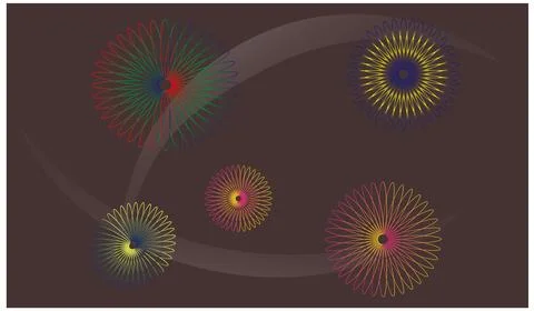 Set of twisted colored spirals. 3D geometry. Abstract background with spiral Stock Illustration