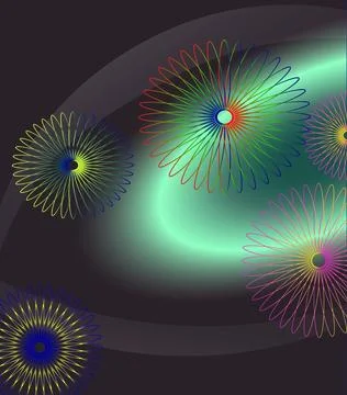 Set of twisted colored spirals. 3D geometry. Abstract background with spiral art Stock Illustration