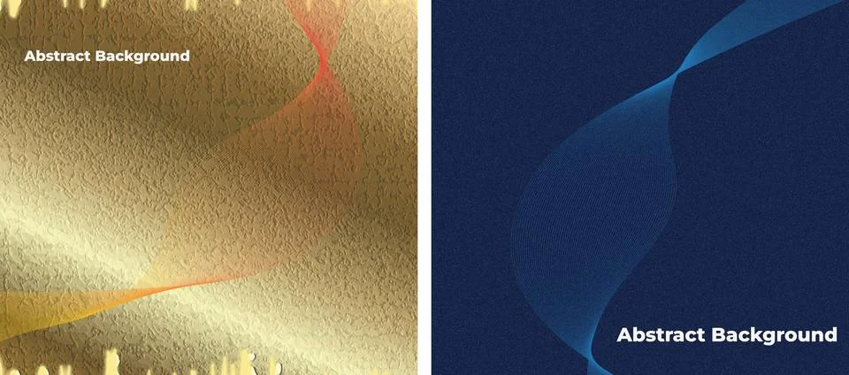 Set of two abstract backgrounds with stone texture golden waves and dark bl.. Stock Illustration