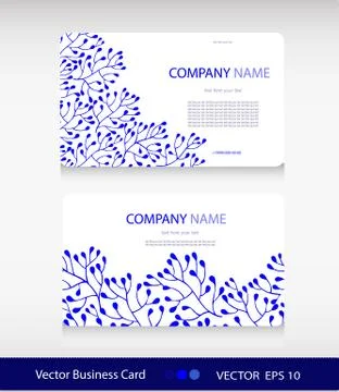 Set of two abstract cards with Blue floral background Stock Illustration