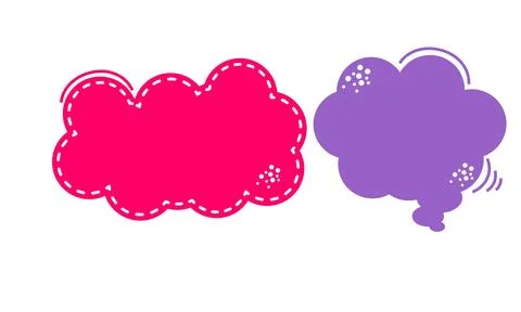 Set of Two Abstract Cartoon Speech Bubbles with Scribble Outline and Dots Stock Illustration