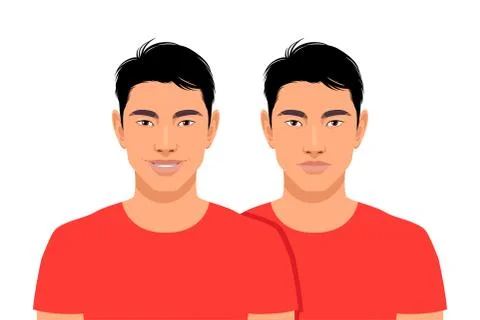 Set of two asian man Stock Illustration
