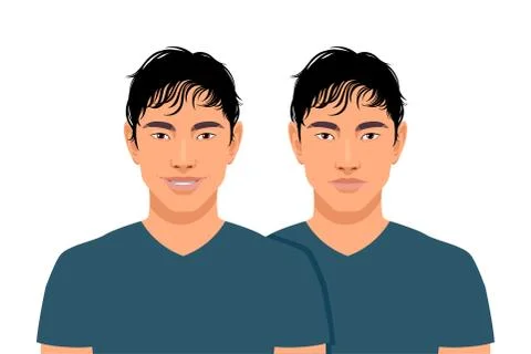 Set of two asian man Stock Illustration