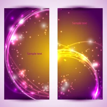 Set of two banners, abstract headers with golden sparkles イラスト素材