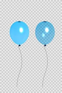 Set of two blue balloons. Isolated on transparent background. Stock Illustration