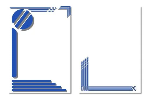 Set of two blue geometric abstract border frames for page decoration. Stock Illustration