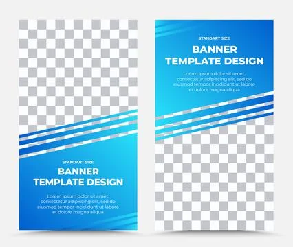 Set of two blue vertical vector banner templates with white text Stock Illustration