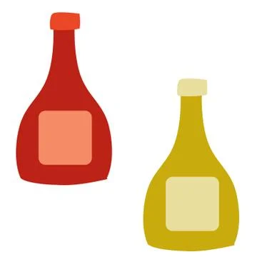 Set of two bottles with sauce, flat, isolated object on a white background 스톡 일러스트