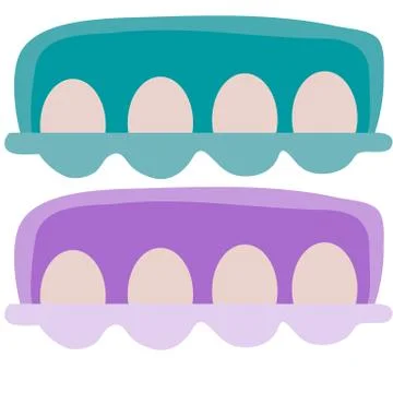 Set of two boxes with chicken eggs, flat, isolated object on a white background Stock Illustration