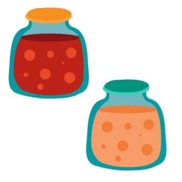 Set of two cans with compote, isolated object on a white background, vector Stock Illustration
