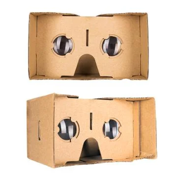 Set of two cardboard virtual reality glasses isolated on a white Stock Photos