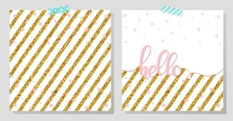 Set of two cards with pink and gold2 Stock Illustration