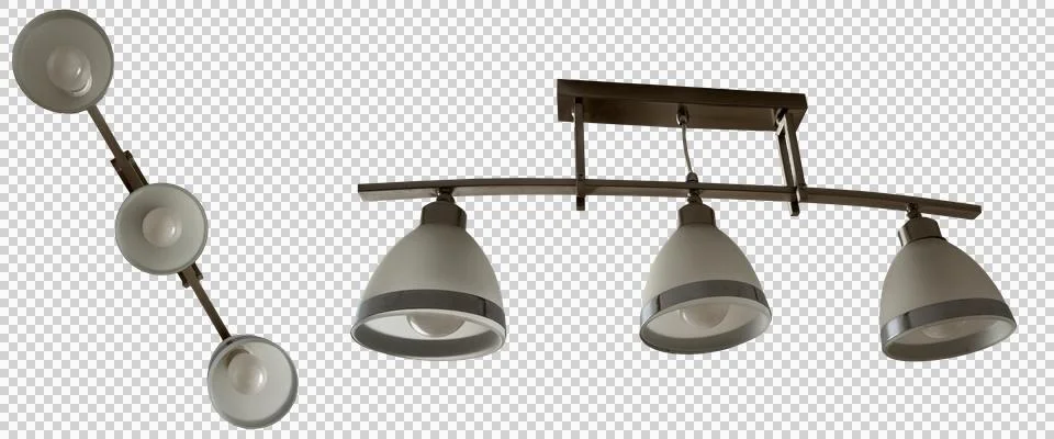 Set of two ceiling lights, top and side views, isolated on transparent backgroun Stock Photos