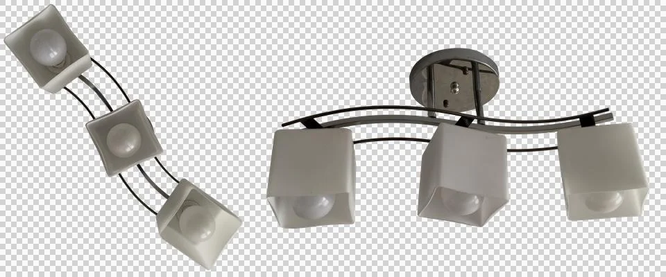 Set of two ceiling lights, top and side views, isolated on transparent backgroun Stock Photos