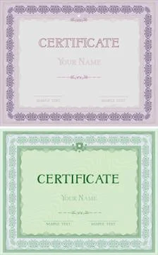 Set of two certificates in different colors Stock Illustration