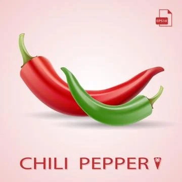 Set Of Two Chili Peppers Red And Green. Stock Illustration