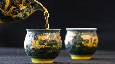 Set of two Chinese tea cups Stock-Footage 33691538