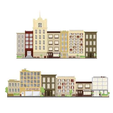 A set of two city streets Stock Illustration