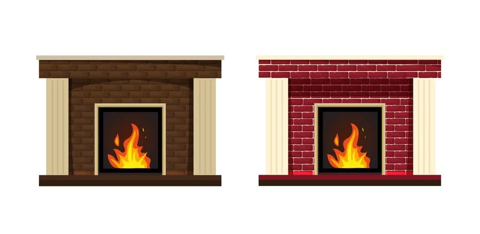 Set of two classic fireplace Stock Illustration
