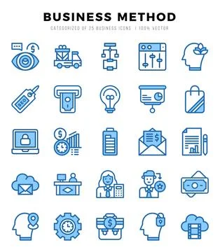 Set of Two Color Business Method Icons. Two Color art icon. Vector illustrati Stock Illustration