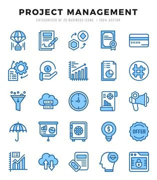Set of Two Color Project Management Icons. Two Color art icon. Vector illus.. Illustrazione stock