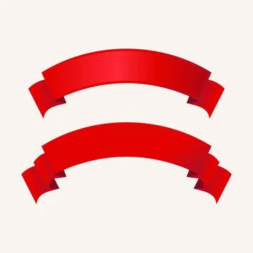 Set of two decorative red ribbon banners isolated on white background Stock Illustration