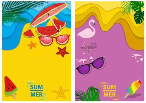 Set of Two Designs Summer Background Illustrazione stock