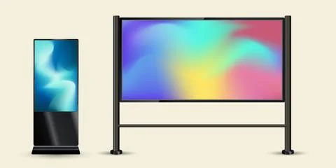 Set of two different styles of Large LED Screen Mock up with black realisti.. Stock Illustration