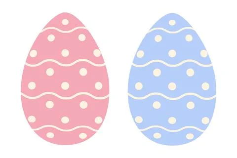 Set of two Easter eggs in trendy pink and blue with a simple pattern of wavy Illustrazione stock