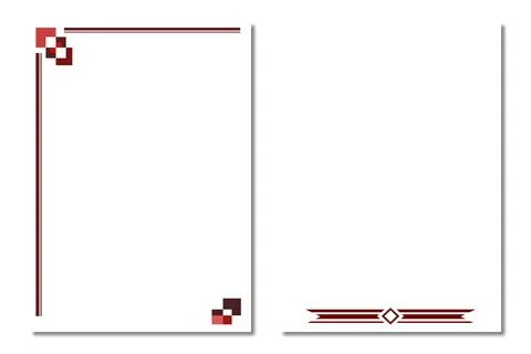 Set of two elegant geometric page borders with red and maroon accents for d.. Stock Illustration
