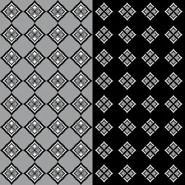 Set two elegant patterns with rhomboid decorations Stock Illustration