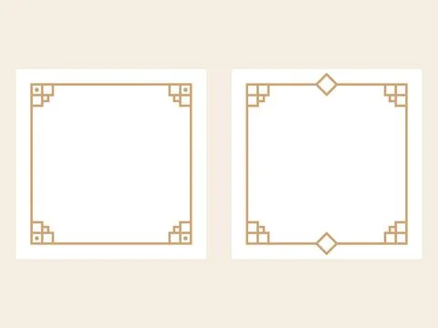 Set of Two Elegant Square Frames with Ornate Corner Accents on a Clean Beig.. 스톡 일러스트