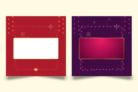 Set of Two Festive Social Media Frames: Red and Purple Backgrounds with Str.. Stockillustratie