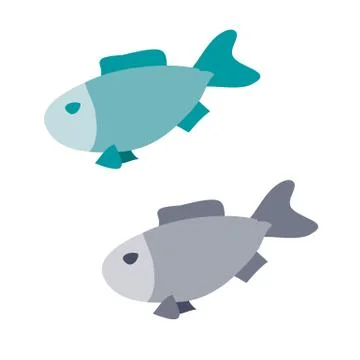 Set of two fish, flat, isolated object on a white background, vector Stock Illustration