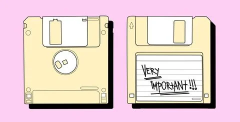 Set of two floppy disks with note Иллюстрация