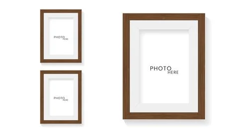 Set of two frames mock up on isolated white wall design, 2 photo frames moc.. Stock Illustration