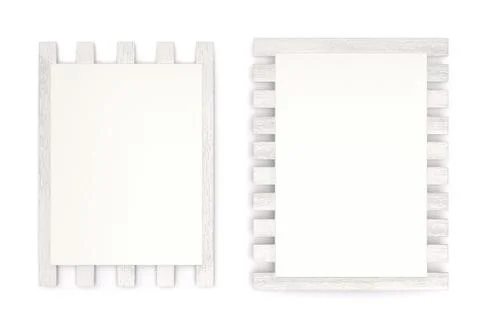 A Set of Two Frames of White Wooden Planks with Empty Space to Add an Image.  Stock Photos