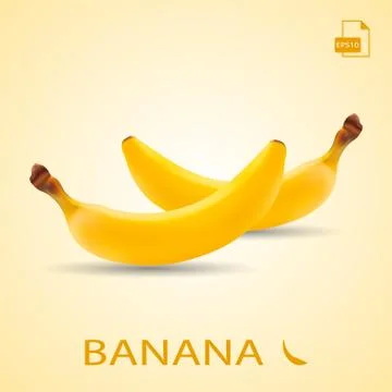 Set Of Two Fresh Bananas Isolated On A Background. Stock Illustration