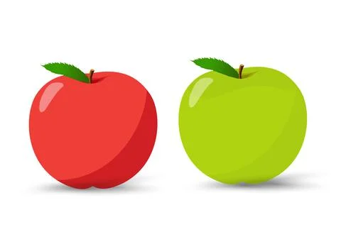 Set of two fresh red apple, a fresh green apple are showing its creamy inte.. Stock-Illustration