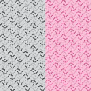 Set two fun patterns with grey and pink semicircles Stock Illustration