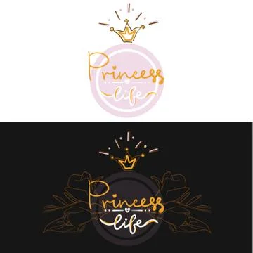Set of two girl color logo projekt lettering, Party Birthday card, print t-shirt Stock Illustration