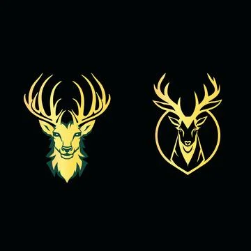 Set of two golden deer logo Stock Illustration