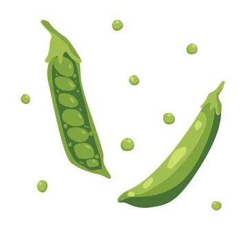 Set of two green peas, half wink and full Illustrazione stock