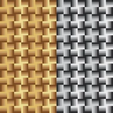 Set two grey and brown geometric patterns Stock Illustration
