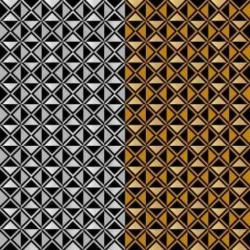 Set two grey  and brown patterns with geometric shapes brilliant effect Stock Illustration