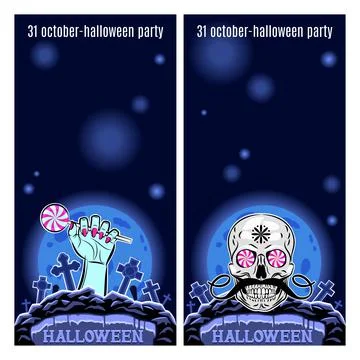 Set of two Halloween banners. Vector. Stock Illustration