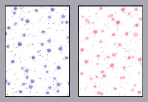 Set of two Heart shape Valentine day bokeh backgrounds. Spring tones Poster. Stock Illustration
