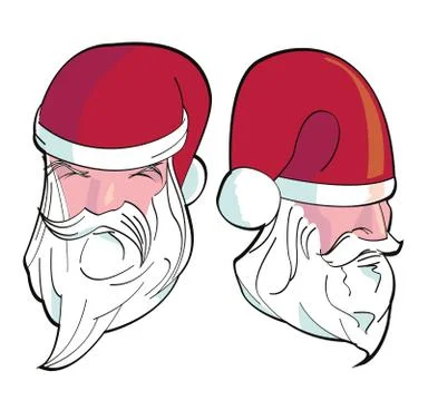 Set of two illustrations of Santa Claus on white background Stock Illustration