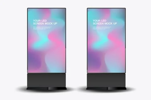 Set two LED screens mock-up features a bold, high-contrast design with disp.. Illustrazione stock