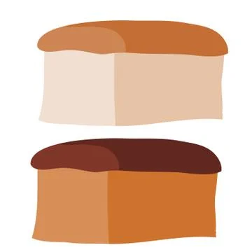 Set of two loaves of light and dark bread, flat, isolated object on a white 스톡 일러스트